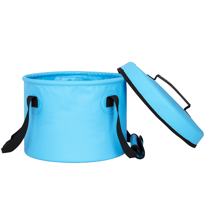 Foldable PVC Bucket Outdoor Camping Fishing Multi-Purpose Wear-Resistant Tear-Resistant Water Bucket with Zip Cover