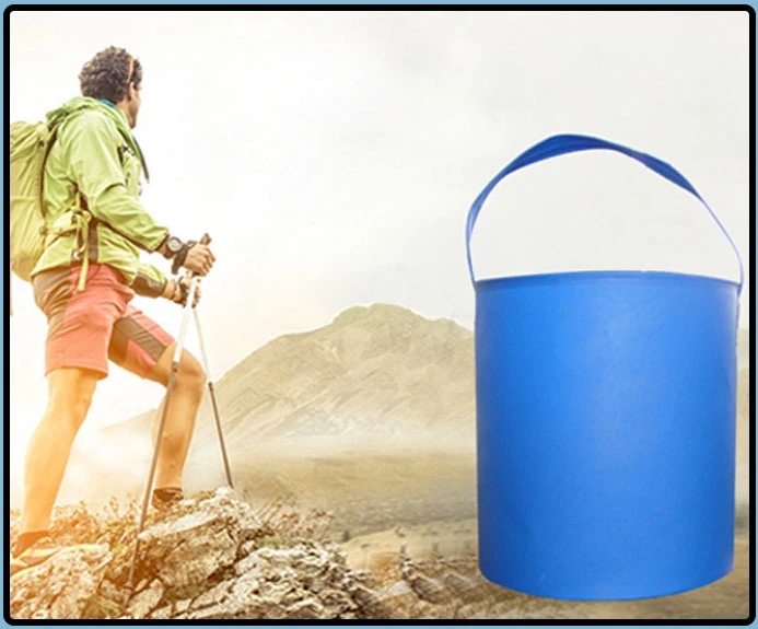 Foldable PVC Tarpaulin Water Bucket with Handle Collapsible Fishing Bucket Camping Tank