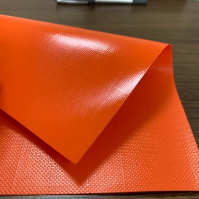 オレンジ色防水 UV 耐性難燃性ラミネートターポリンロール PVC ターポリントラックカバーテントバッグ